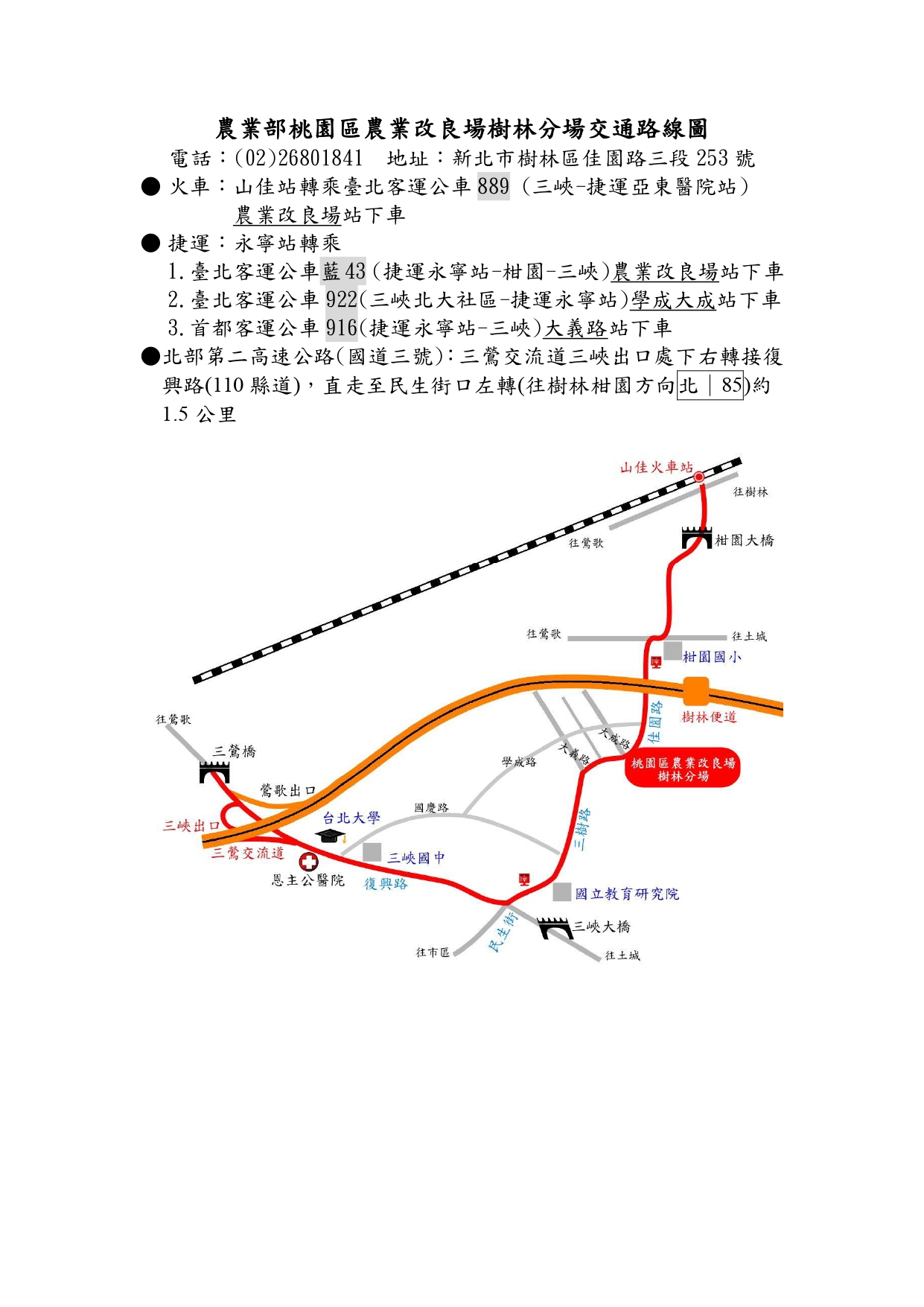 桃改場樹林分場交通路線圖文