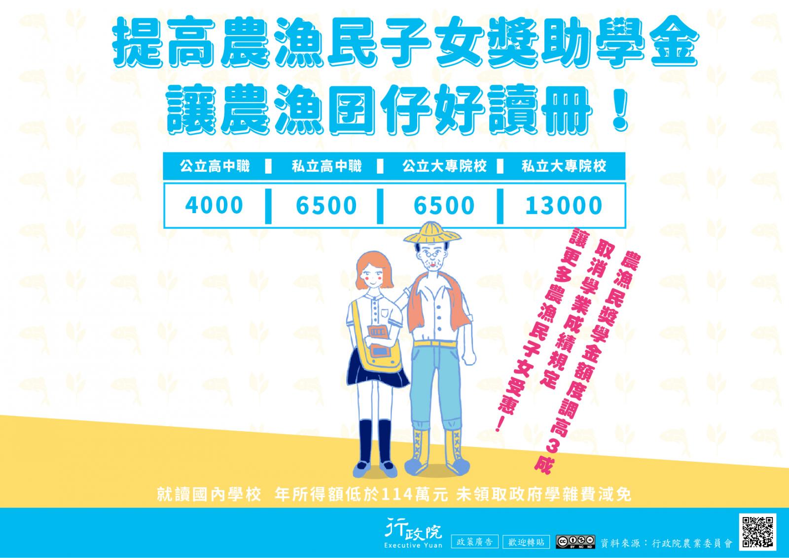 政策宣導~「推廣調高農漁民子女獎助學金」