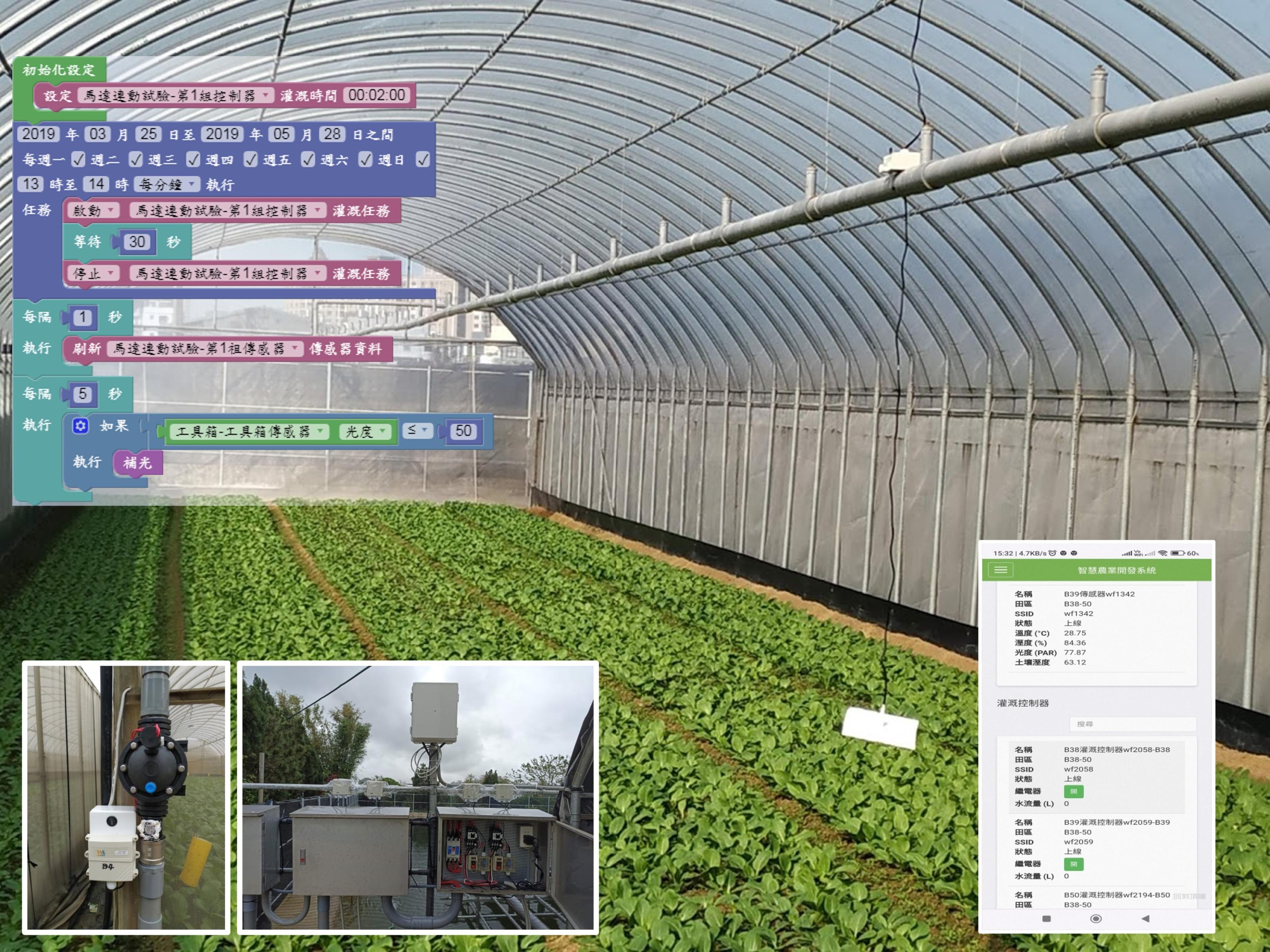 圖5，觀摩會展示設施葉菜智慧灌溉系統及操作