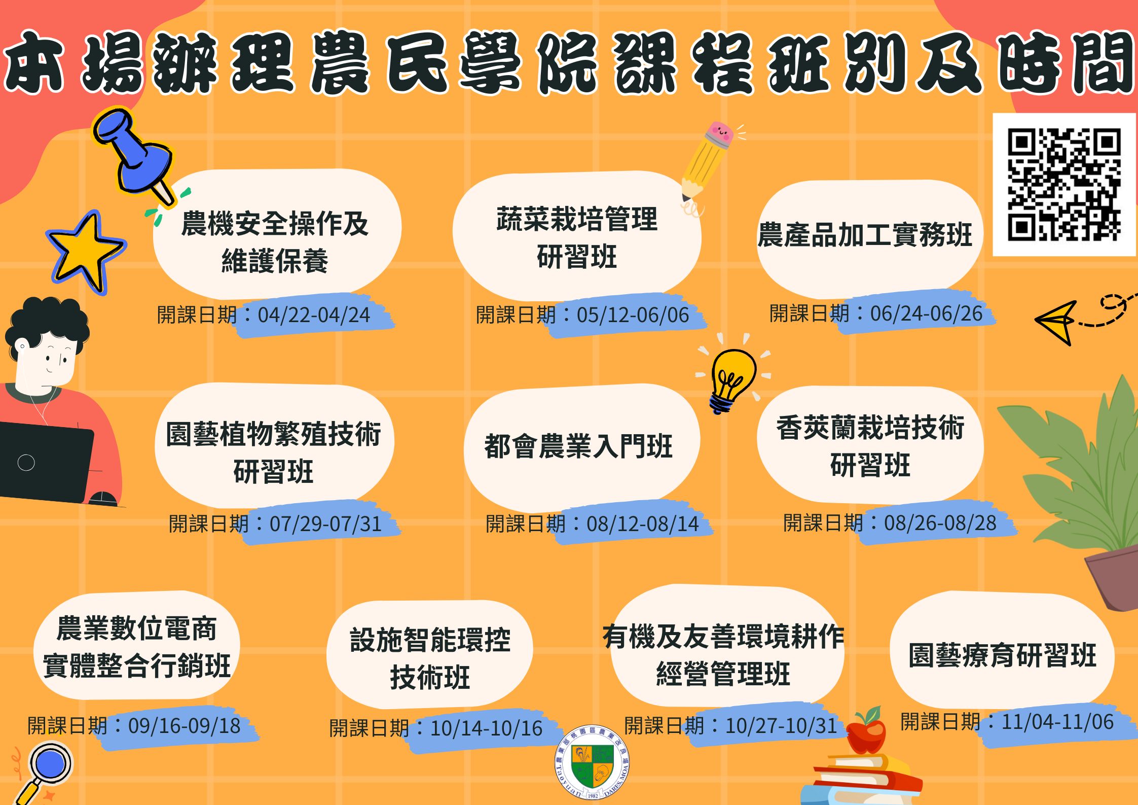 114年本場辦理農民學院課程及時間