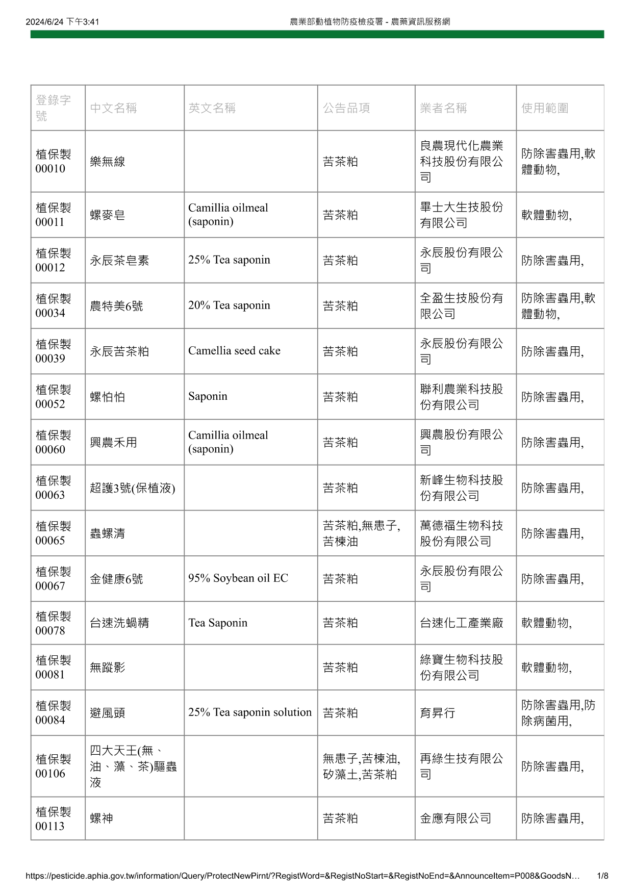 苦茶粕(皂素)