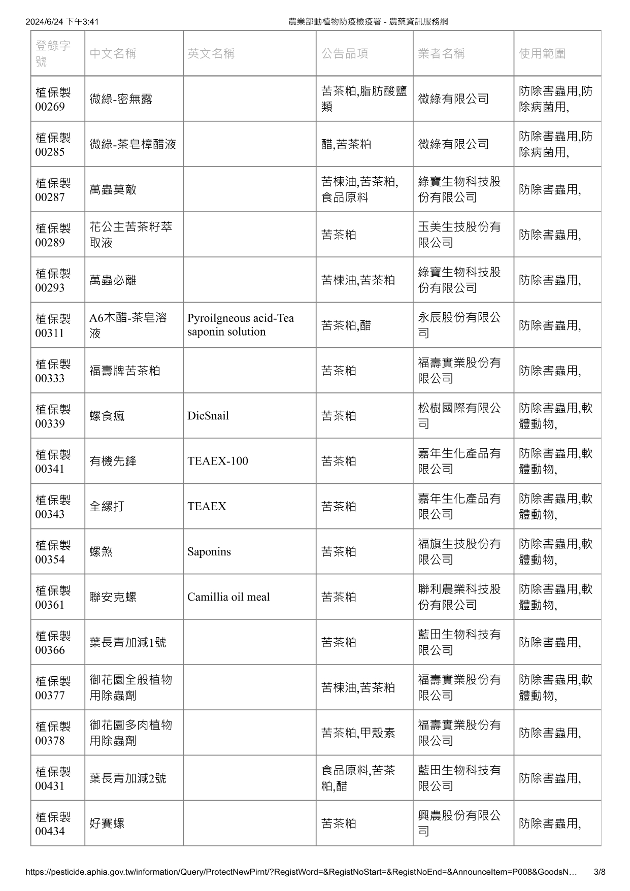 苦茶粕(皂素)