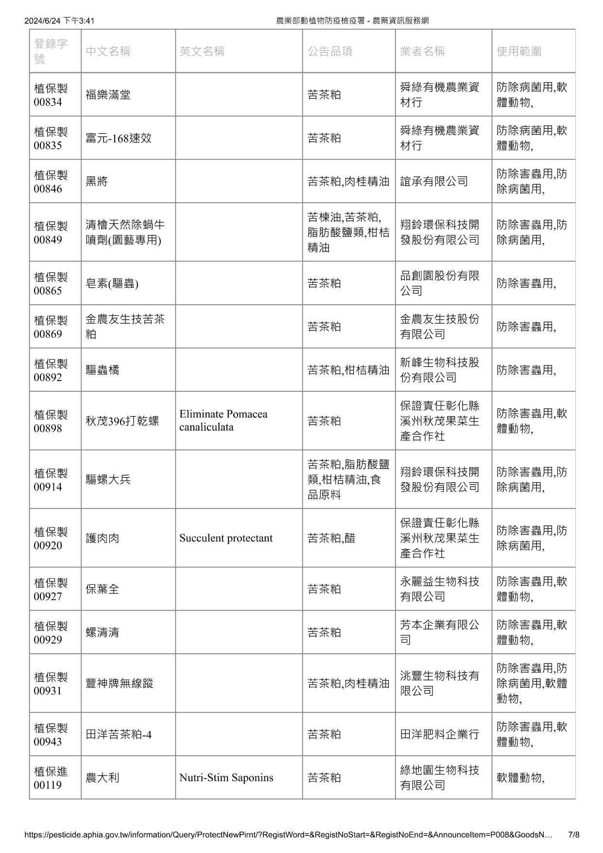 苦茶粕(皂素)