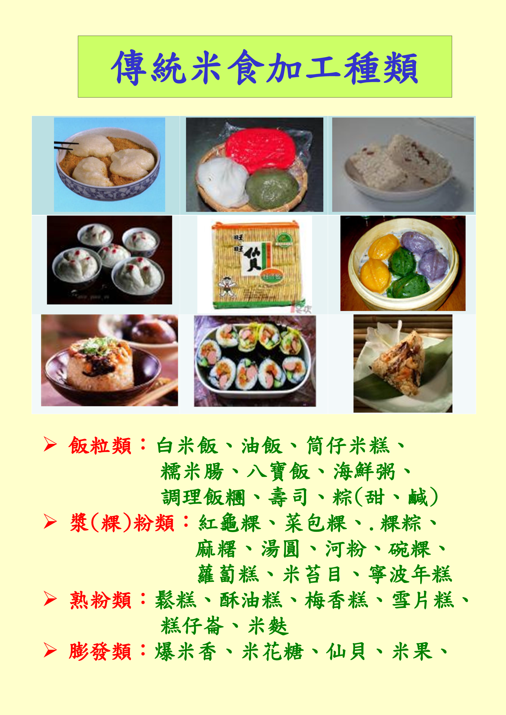 傳統米食加工種類